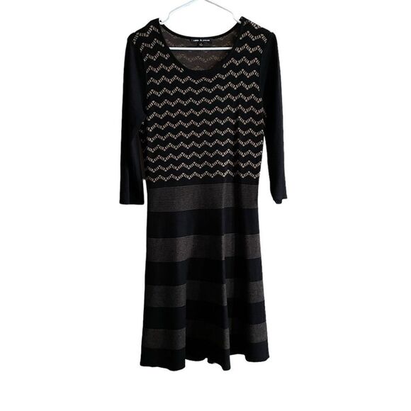 CABLE & GAUGE Sweater Dress Black Tan Size Medium - Picture 3 of 9